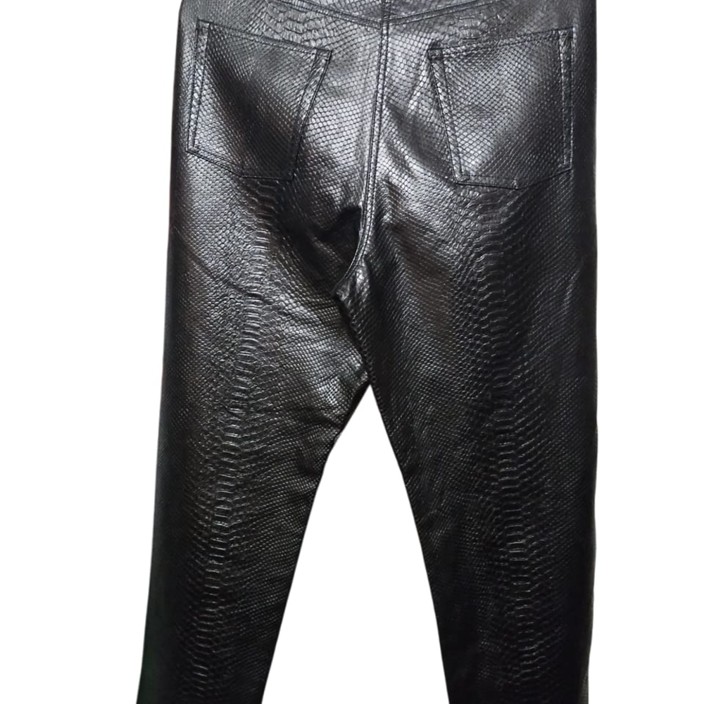 Black Snakeskin Pattern Pants - image 2